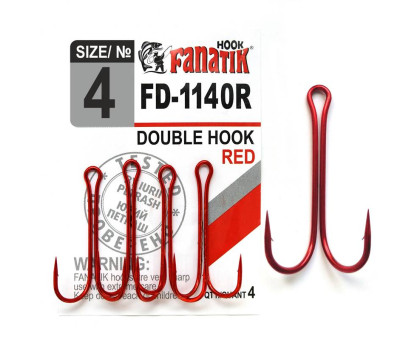 FD-1140 Red № 4 Подвійний гачок Fanatik