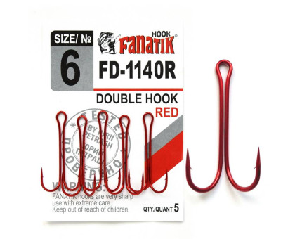 FD-1140 Red № 6 Подвійний гачок Fanatik