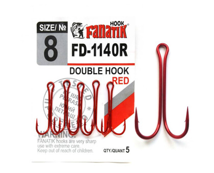 FD-1140 Red № 8 Подвійний гачок Fanatik