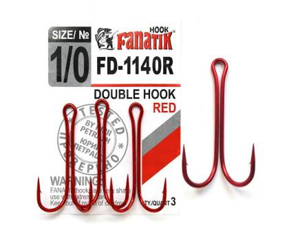 FD-1140 Red № 1/0 Подвійний гачок Fanatik