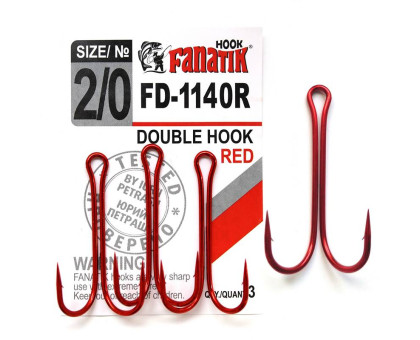 FD-1140 Red № 2/0 Подвійний гачок Fanatik