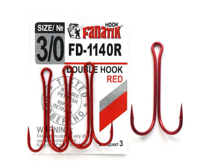 FD-1140 Red № 3/0 Подвійний гачок Fanatik