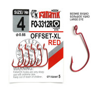 FO-3312-XL Red № 4 Офсетний гачок Fanatik