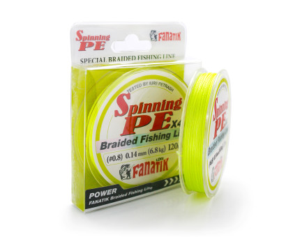 Шнур плетений Fanatik Spinning PE X4 120 m (#0,8) 0.14 mm 6,8 kg Yellow