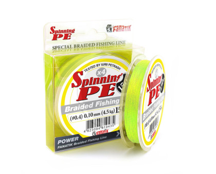 Шнур плетений Fanatik Spinning PE X4 150 m (#0,4) 0.10 mm 4.5 kg Yellow
