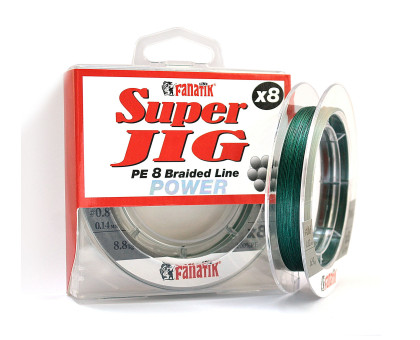 Шнур плетений Fanatik Super Jig PE X8 100 m (#0,8) 0.14 mm 8.8 kg Green