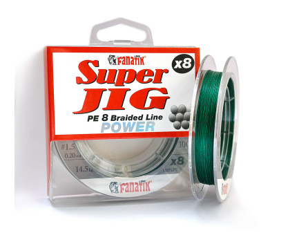 Шнур плетений Fanatik Super Jig PE X8 100 m (#1.5) 0.20 mm 14.5 kg Green