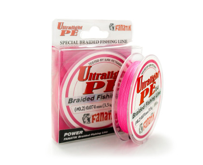 Шнур плетений Fanatik Ultralight PE X4 100 m (#0,2) 0.074 mm 3.5 kg Pink