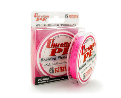 Шнур плетений Fanatik Ultralight PE X4 100 m (#0,3) 0.086 mm 4.0 kg Pink
