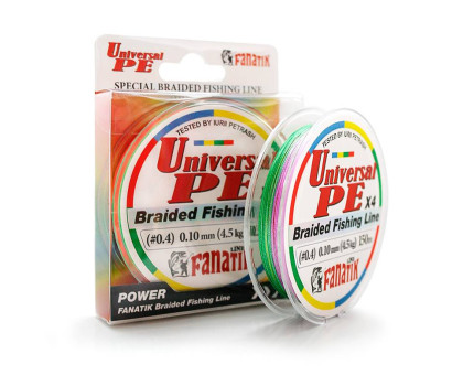 Шнур плетений Fanatik Universal PE X4 150 m (#0,4) 0.10 mm 4.5 kg Varicoloured