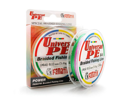 Шнур плетений Fanatik Universal PE X4 150 m (#0,6) 0.12 mm 5,4 kg Varicoloured