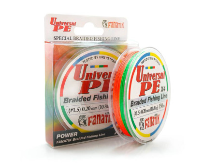 Шнур плетений Fanatik Universal PE X4 150 m (#1,5) 0,20 mm 10,8 kg Varicoloured