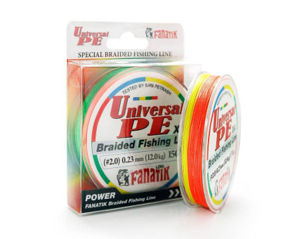 Шнур плетений Fanatik Universal PE X4 150 m (#2,0) 0.23 mm 12,0 kg Varicoloured